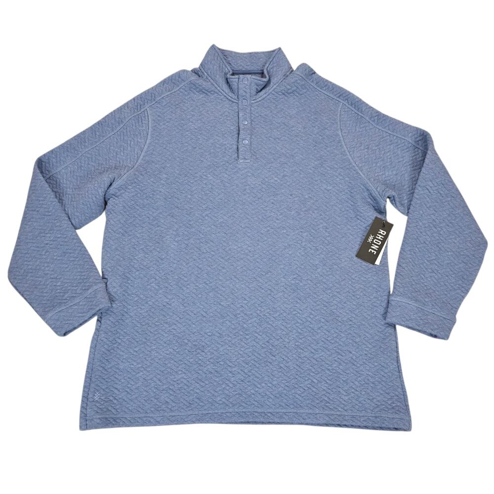 NWT Rhone Pullover Sweater Mens Size XXL Blue Weekender Quarter Snap Quilted